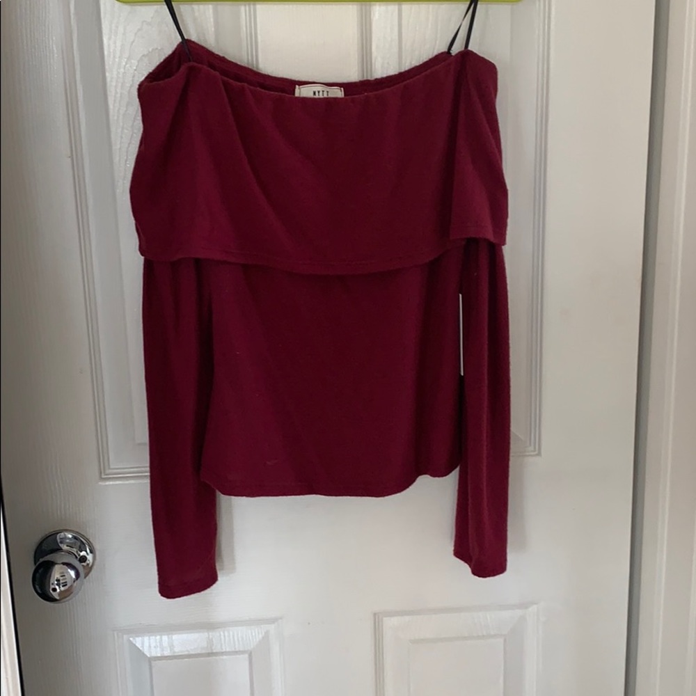 Maroon off the shoulder top